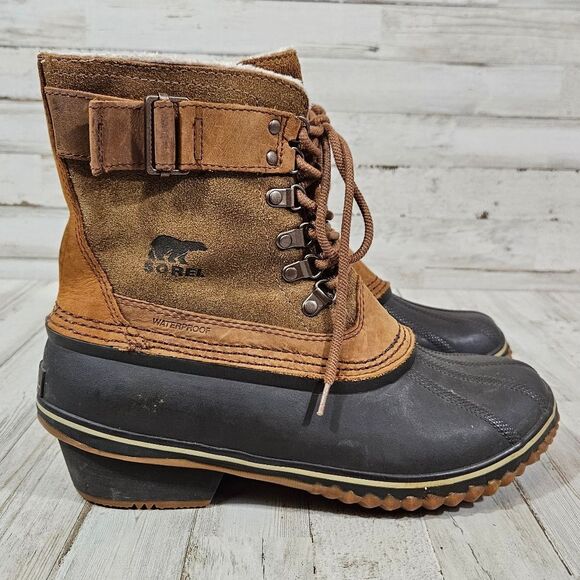 Sorel Winter Weather Duck Rain Outdoor Fancy Lace II Boots womens size 10 - Picture 1 of 9